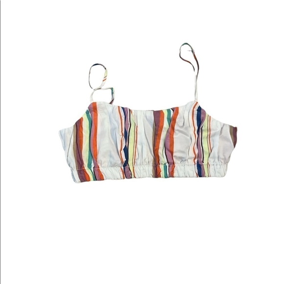 NWOT H&M X Lemlem Striped Lyocell Linen Blend Crop Top Size Large - Picture 2 of 8